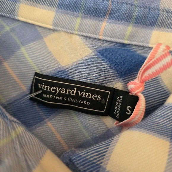 Vineyard Vines Plaid Popover  Dress Womens S Blue Calm Water New [$168 2Q011323 - Picture 11 of 15